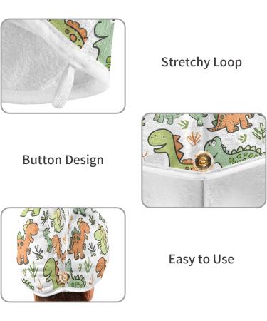 Cute Cartoon Dinosaurs Hair Towel 2 Pack - Super Absorbent Quick Drying Hair Turbans for Women & Girls - Buy Online on GoSupps.com