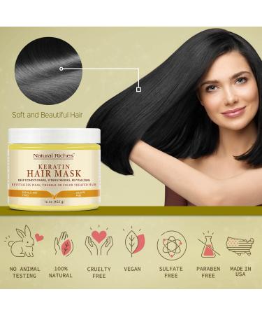 Natural Riches Keratin Hair Mask - 16 oz - Restores & Strengthens Dry, Damaged Hair - Keratin Treatment Mask for Hair - Buy Online on GoSupps.com