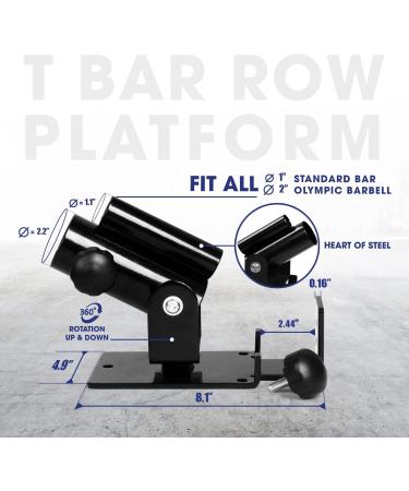 Yes4All Deluxe T-Bar Row Platform - 360 Swivel, Easy Install - Fits 1 Standard & 2 Olympic Bars (Black) - Buy Online on GoSupps.com