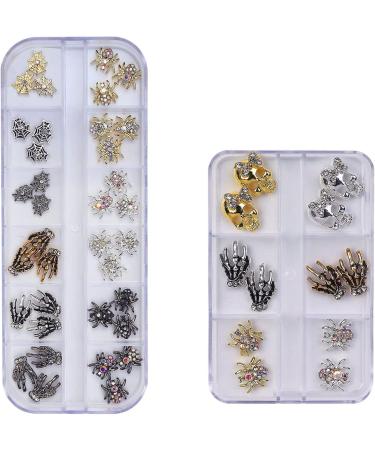 W-LOVNEST Skull Nail Charms Skull 3D with s Vintage Alloy Skeleton Hand Nail Design Jewelry Nail Decor 6 Grid - Buy Online on GoSupps.com