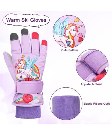 QKURT Children's Skiing Gloves | Thick Warm Winter Gloves for Ages 2-13 | Windproof Snow-Feds | Cold Weather Gear in Violet - Buy Online on GoSupps.com