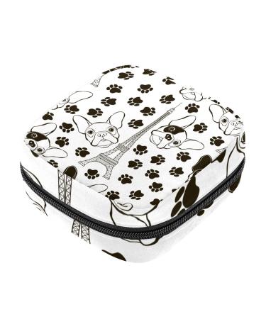 Menstruation pad bag with zipper women's napkin bag tampons collection bags for women and girls (Eiffel Tower dog paws) Color 6