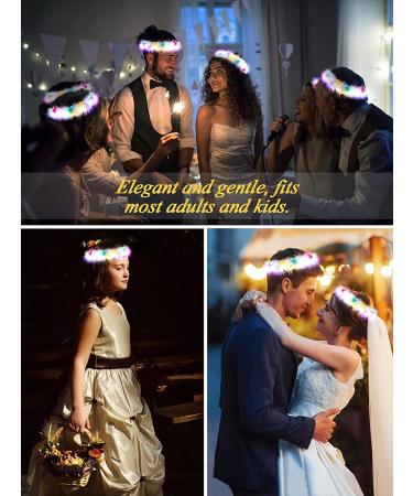 Luminous LED Flower Crowns Headbands - 16pcs Multicolor Light Up Floral Headdress for Women, Girls - Perfect for Halloween, Wedding, Beach Parties - Photo Props Included - Buy Online on GoSupps.com