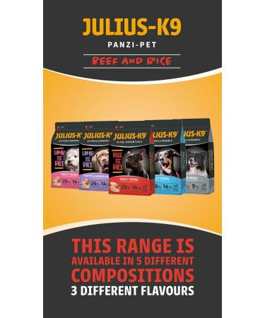Julius-K9 - Beef & Rice - Adult dog food - beef and rice dog food - suitable for all breeds - 3kg - Buy Online on GoSupps.com