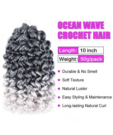 Short 10 inch Grey Curly Crochet Hair for Black Women - Water Wave Ocean Wave Gogo Curl Crochet Braids (TGREY) - Buy Online on GoSupps.com