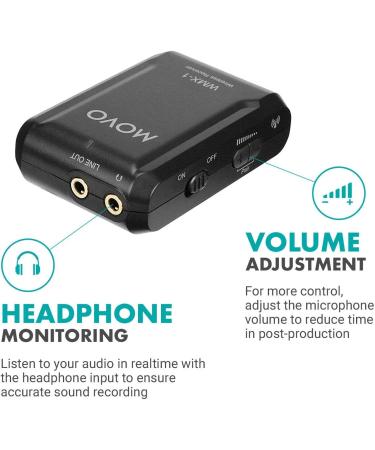 Movo WMX-1 Wireless Lavalier Microphone System for DSLR Cameras, Camcorders, iPhone, Android Smartphones & Tablets - 200ft Range - Buy Online on GoSupps.com