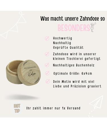 Personalized Wooden Milk Tooth Jar - High-Quality Engraving | Keepsake for First Teeth - Toothpage - Buy Online on GoSupps.com