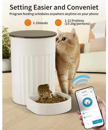 PAPIFEED Automatic Cat Feeder with APP Control | WiFi Smart Pet Food Dispenser for Cats, Rabbits & Small Dogs | Timed Portion Control | Up to 10 Meals Per Day | 1-12 Portions | LMZ - Buy Online on GoSupps.com