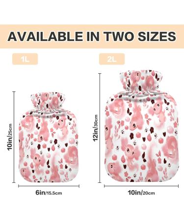 Shop Eco-Friendly Watercolor Pink Axolotl Heat Bottle 2L - Plush Hand & Foot Warmer for Kids & Adults | Perfect for Winter with Hearts Flowers & Leaves - Buy Online on GoSupps.com