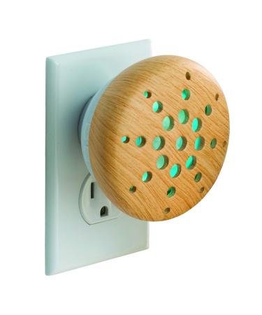 Airome Bamboo Pluggable Essential Oil Diffuser, Ceramic Cover with 8 Color LED Night Light Wall Plug in, Light Wood Finish