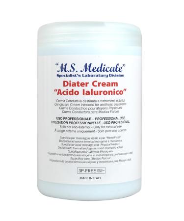 Gima Diater Moisturizing Conductive Cream Protective with Hyaluronic Acid for Improvement of Musculoskeletal Therapies and Tecar Professional Use Photoprotected Thermoprotected Pot 1L