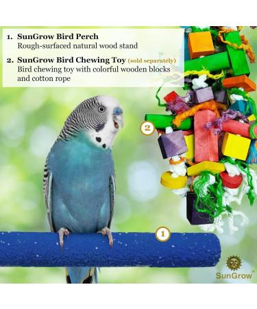 SunGrow Wooden Bird Perch 11.8 Inches Blue - Keeps Nails Trim, Beaks Smooth - Ideal for Cockatiels, Parakeets, Lovebirds, Finches - Buy Online on GoSupps.com