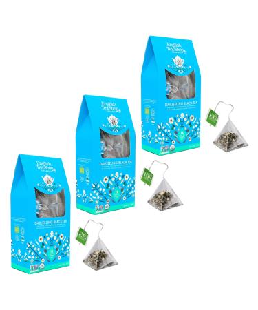 English Tea Shop English Tea Shop | Darjeeling Black Tea from India in an Eco-Friendly Box | Organic Black Tea from Bengal Darjeeling Floral Aroma - 3 x 15 Pyramid Infusers