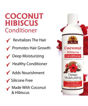 OKAY Coconut Hibiscus Conditioner - Hydrate & Strengthen All Hair Types | Paraben-Free Silicone-Free Sulfate-Free | 12 oz - Buy Online on GoSupps.com