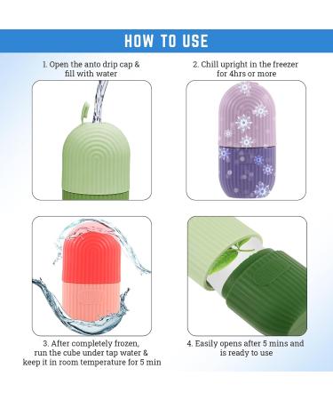 ENTT Reusable Silicone Ice Roller for Face - Sun Burn Relief & De-Puffing Therapy - Food Grade Ice Cube Maker - Green - Buy Online on GoSupps.com