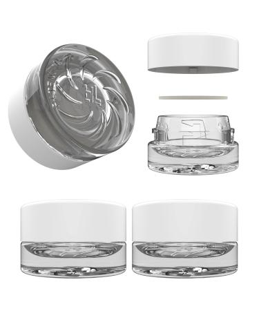 5ml Supercell Clear Glass Thick Child Resistant Containers Concentrate Storage Jars for Oil Lip Balm Wax Cosmetics Premium PE Cap Seal White Lid (100)