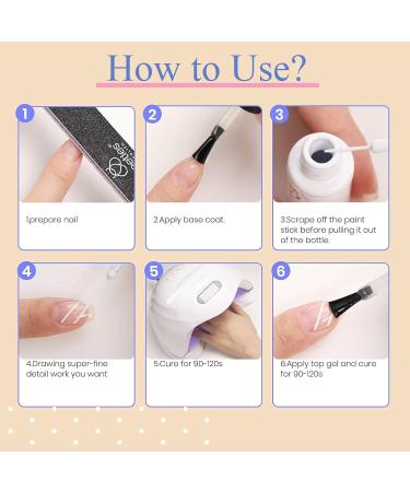 White Nail Polish - Painted Gel Nail Polish - 12ml Gel Liner Nail Art Gel Polish - Soak Off French Tip Manicure Gel UV/LED Gel Polish Pen for Painting Drawing Swirl Nails Home DIY - Buy Online on GoSupps.com