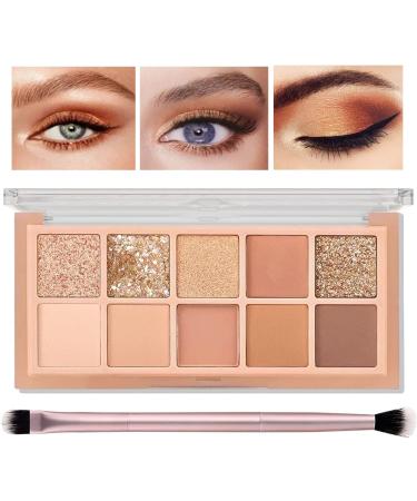 10 Colors Matte Nude Shimmer Eye Makeup Palette with Professional Double Head Eyeshadow Brush  High Pigmented  Naturing-Looking  Ultra-Blendable  Blendable Long Lasting Neutral Eye Palette - 02 02 MAGOGANY GARDEN