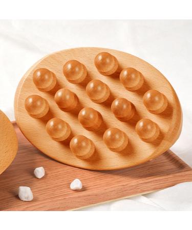 Hand-Held Wooden Body Massage Brush with Smoothing Pearls - Meridian Gua Sha Device for Muscle Relaxation | International Shipping - Buy Online on GoSupps.com