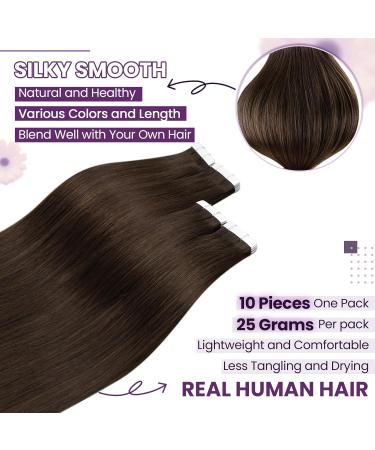 Laavoo Dark Brown Tape In Extensions - Real Remy Hair Invisible Tape 25g 10pcs #4 45cm - Buy Online on GoSupps.com