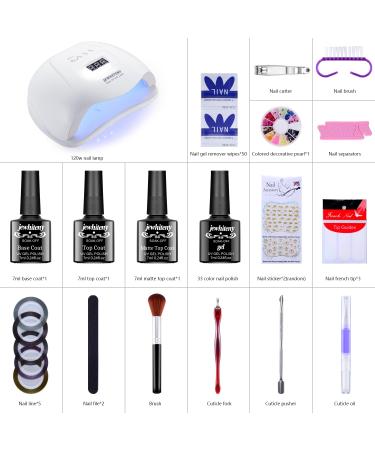 JEWHITENY 36 PCS Gel Nail Polish Kit with 120W UV Nail Lamp - 33 Colors Gel Polish Set with Manicure Tools - All-In-One Nail Gel Kit - Buy Online on GoSupps.com