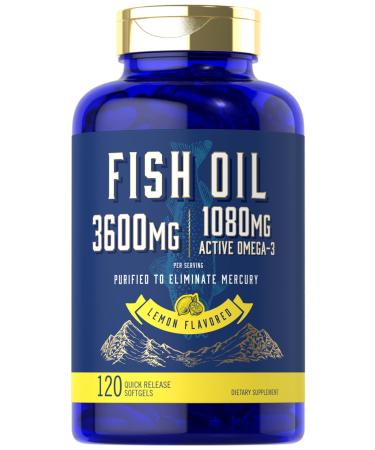 Carlyle Fish Oil 3600mg | 1080mg Omega 3 | 120 Count | Non-GMO and Gluten Free Supplement