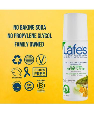 Lafe's Natural Deodorant | 3oz Roll-On | Aluminum-Free, Paraben-Free | 24-Hour Extra Strength Protection | 3 Pack for Men & Women - Buy Online on GoSupps.com