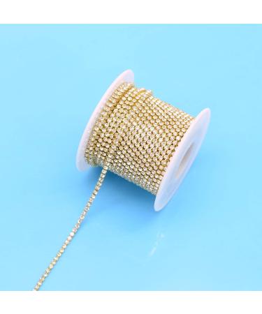 Gold Crystal Rhinestone Close Chain - 11 Yards Single Row Trimming for DIY Jewelry Crafts - Buy Online on GoSupps.com