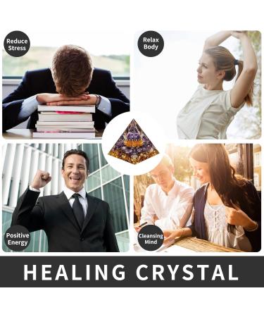 Orgone Pyramid Positive Energy Crystal Pyramid Flower of Life Quartz with Agate Protection Crystals Energy Generator for Stress Reduce Healing Meditation Attract Wealth Lucky (Amethyst PurpleBall) - Buy Online on GoSupps.com