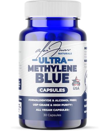 Alex Jones Naturals Methylene Blue Tablets (10mg) High Purity, USP Grade with Vitamin C - Vegan, Unflavored Blue Methylene Capsules - Easy to Take Pills w/No Fillers or Dyes - 60 Count - Buy Online on GoSupps.com