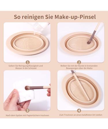 MSQ Foldable Silicone Makeup Brush Cleaning Mat - Adjustable Khaki Brush Cleaner Pad for Easy Cosmetic Care - Buy Online on GoSupps.com