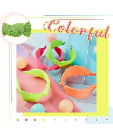 XunYee 80s Neon Headbands - 4 Pcs Retro Fluorescent Hair Accessories for Women - Orange, Green, Yellow, Pink - Buy Online on GoSupps.com