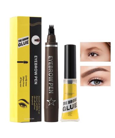 Naqqios Microblading Eyebrow Pencil - Smudge and sweat resistant microblading eyebrow pencil | Liquid eyebrow makeup pencil with 4-point fork and gel
