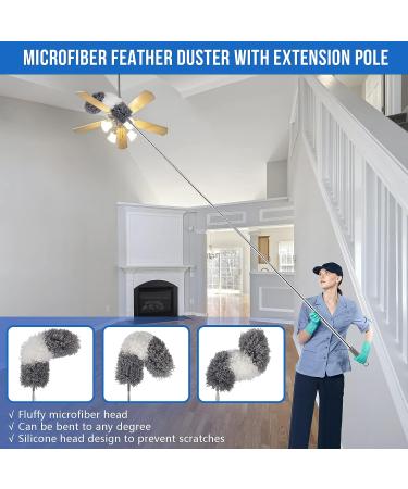 Retractable Microfiber Gap Dust Cleaner | Extendable 30''-100'' Pole | Bendable Feather Duster Kit for High Ceiling Fan, Furniture, Car - Reusable and Efficient - Buy Online on GoSupps.com