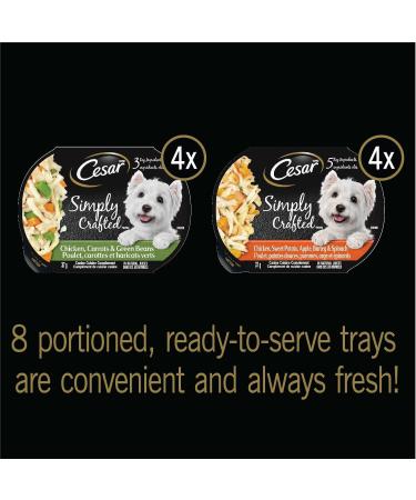 CESAR Simply Crafted Wet Dog Food Chicken Carrots & Green Beans - Chicken Sweet Potato Apple Barley & Spinach 8x37g Variety Pack - Buy Online on GoSupps.com