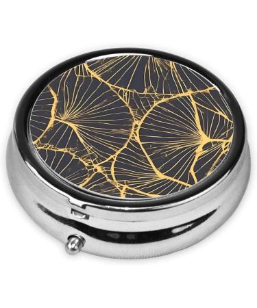 Golden Leaf Round Pill Box - 3 Compartment Travel Organizer | Portable Pill Storage for International Shipping - Buy Online on GoSupps.com