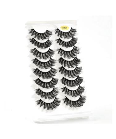 UAMOU 5/50 Boxes Russian Strip Lashes DD Curl Lashes 8 pairs 3D Mink Eyelashes Natural Fluffy False Eyelashes Extension Cheerfully (Color : 8Pairs G889 Size : 5 Boxes)