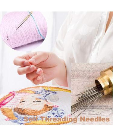 Self Threading Needles 12 Pack with Needle Threader and Carving Pattern - Golden Orchid Design, Side Thread Small Case - Buy Online on GoSupps.com