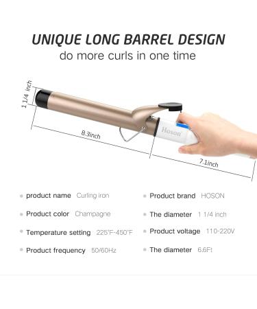 Hoson 32mm Curling Tongs with LCD Display and 9 Heat Settings - Ceramic Tourmaline Coating Barrel - Professional 1 1/4 Inch Curling Iron for All Hair Types - Buy Online on GoSupps.com