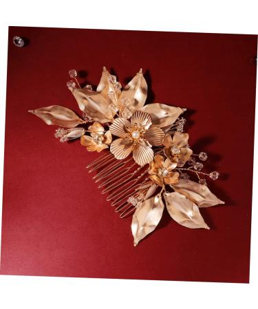 Angoily Golden Flower Hair Comb Bridal Headpiece Crystal Bridal Hair Clips Hair Accessory for Women Combs for Women Crystal Bridal Hair Barrette Tiara Veil Bride European and American - Buy Online on GoSupps.com