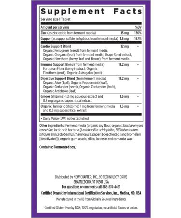 New Chapter Fermented Zinc Complex - 60 Vegetarian Tablets for Immune Support - Buy Online on GoSupps.com