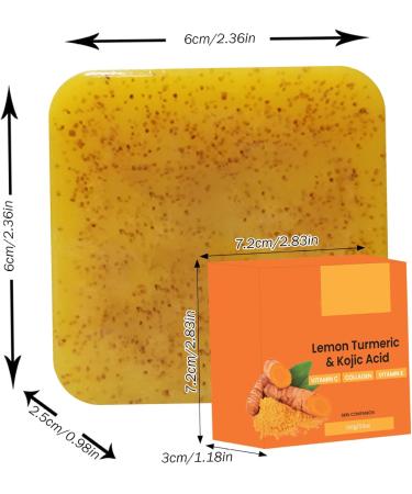 Lemon Turmeric Kojic Soap 2.4x2.4x1" Moisturizing Lemon Turmeric Soap Bar for Hyperpigmentation Dark Spots Natural Organic Kojic Soap for Face Back Legs Body 1Pc - Buy Online on GoSupps.com