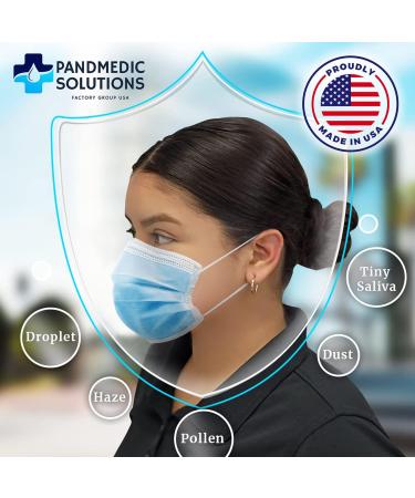 PandMedic Disposable Face Masks Made in USA | Premium 3-Ply Medical Safety Masks - Breathable Elastic Ear Loops - 50ct Resealable Bag for International Shipping - Buy Online on GoSupps.com
