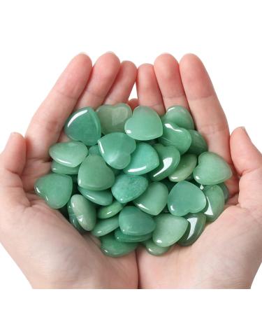 XIANNVXI 15 Pcs Green Aventurine Crystal Heart Stones Love Puff Palm Pocket Stones Natural Reiki Healing Gemstones Heart Crystals Set Green - Aventurine