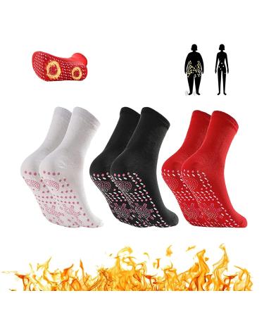 QIEYSUPE Christmas Stuffed Gifts Tourmaline Slimming Health Socks,Foot Massage Thermotherapeutic Socks,Acupressure Socks,Self-Heating Socks Warm and Cold-Resistant Socks, 3 Pairs(M003)