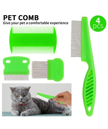 Molain Cat Dog Flea Comb Set - 4-Piece Pet Grooming & Tear Stain Remover Combs (Green) | International Shipping Available - Buy Online on GoSupps.com