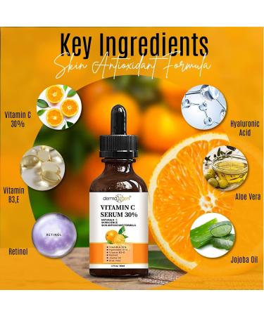 30% Vitamin C Serum for Face - Anti-Aging & Skin Rejuvenator with Hyaluronic Acid Vitamin B3 E Jojoba & Aloe Vera - Natural & Organic Moisturizer (1 FL OZ - Buy Online on GoSupps.com