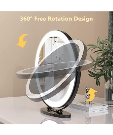 VIEROSE 20-inch Large Vanity Makeup Mirror with Lights | 3 Color Modes & Dimming LED Halo | Touch Control | Black - Buy Online on GoSupps.com