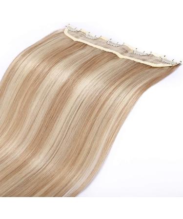 24" Clip in Hair Extension Human Hair One Piece #18/613 Ash Blonde&Bleach Blonde (50g) - Buy Online on GoSupps.com