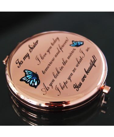 Onederful Sister Gifts - Rose Gold Compact Makeup Mirror for Birthday, Christmas, Graduation - Sister Birthday Gift Ideas from Sibling - Buy Online on GoSupps.com